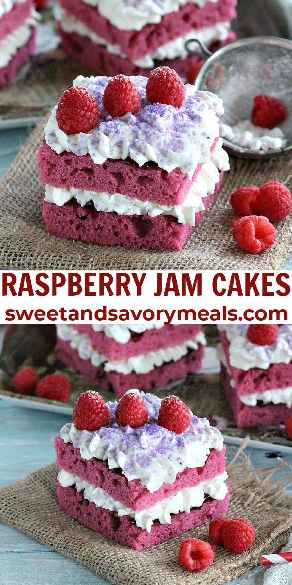 easy raspberry jam cakes pin