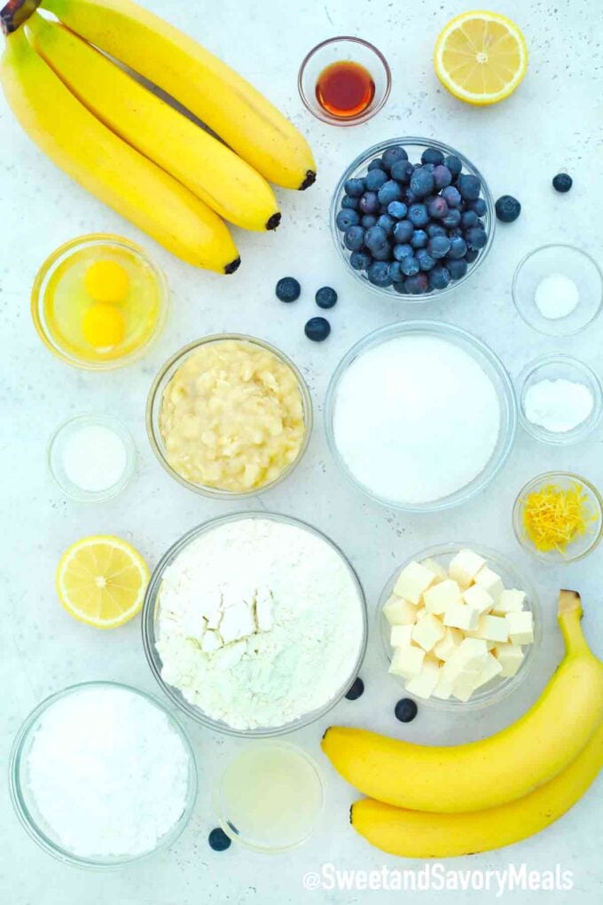 ingredients in bowls on a white table