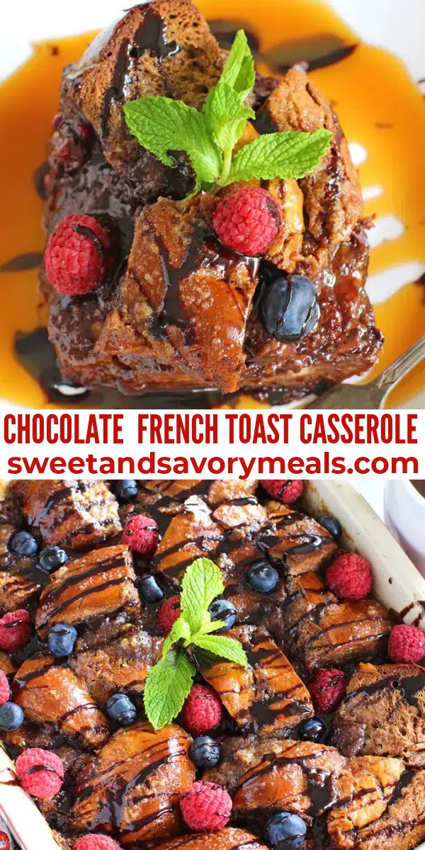 easy chocolate french toast casserole pin