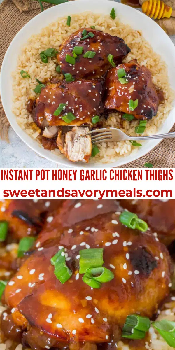easy instant pot honey garlic chicken thighs pin