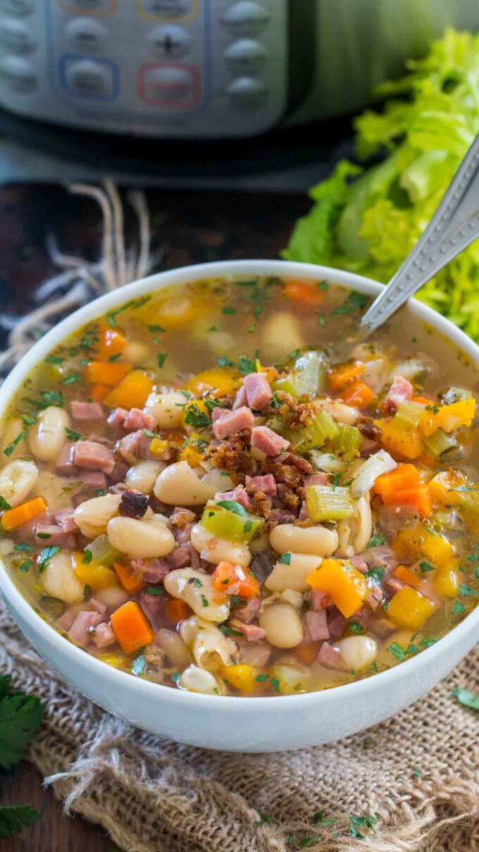 Instant pot ham and bean soup photo.