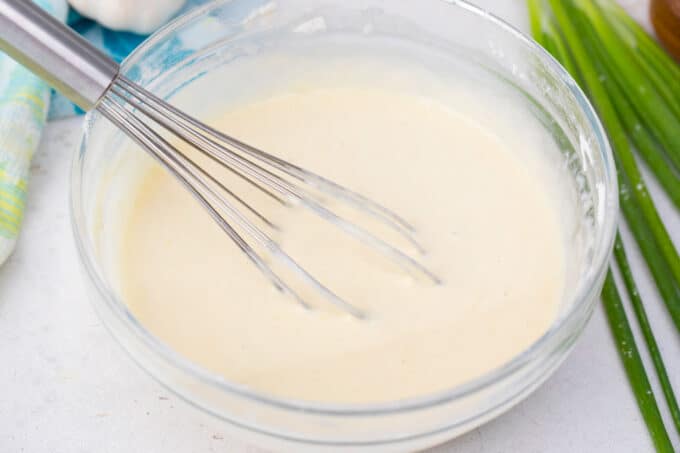 Cornstarch batter to dip the shrimp.