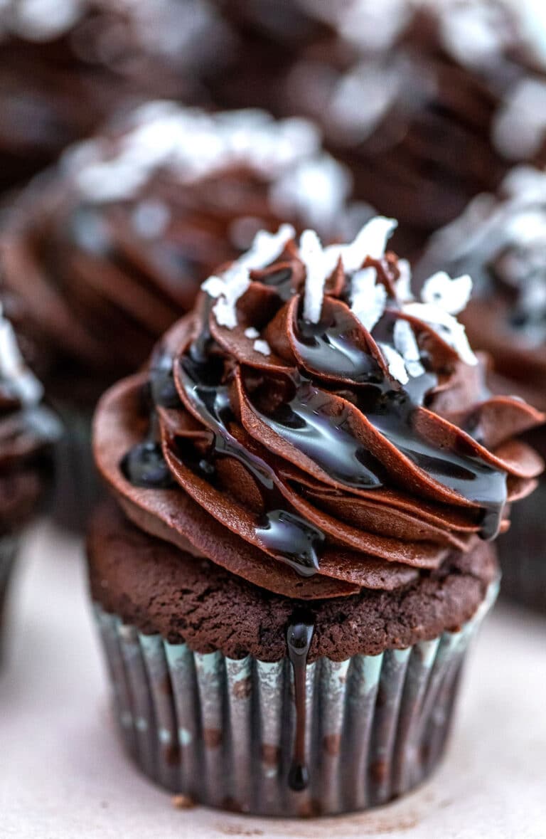 Photo of German chocolate cupcakes.