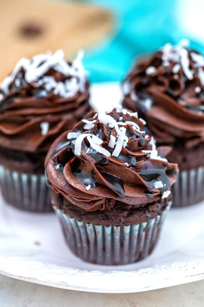 Image of German chocolate cupcakes.