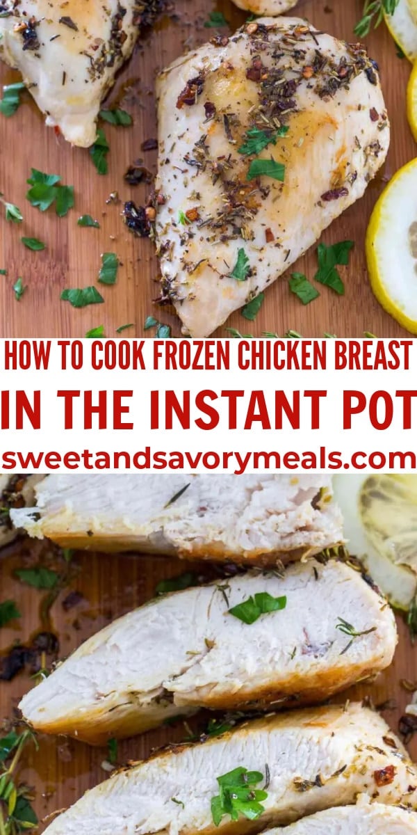 easy frozen chicken breast in the instant pot pin