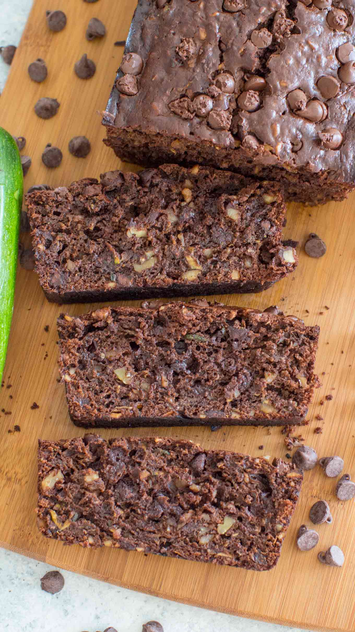 The best Chocolate Zucchini Bread that is moist, tender and very fudgy. You can't taste the zucchini, but they make the texture of this bread irresistable. Chocolate Zucchini Bread