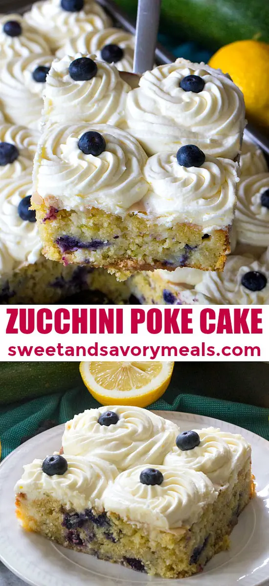 Blueberry Zucchini Poke Cake