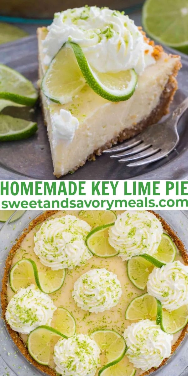 photo collage with text overlay of homemade key lime pie for Pinterest