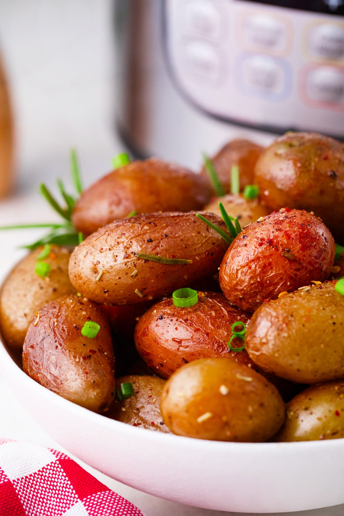 Seasoned and crisp instant pot roasted potatoes.