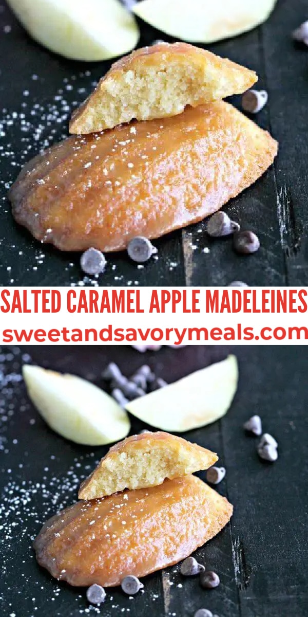 easy salted caramel apple madeleines pin