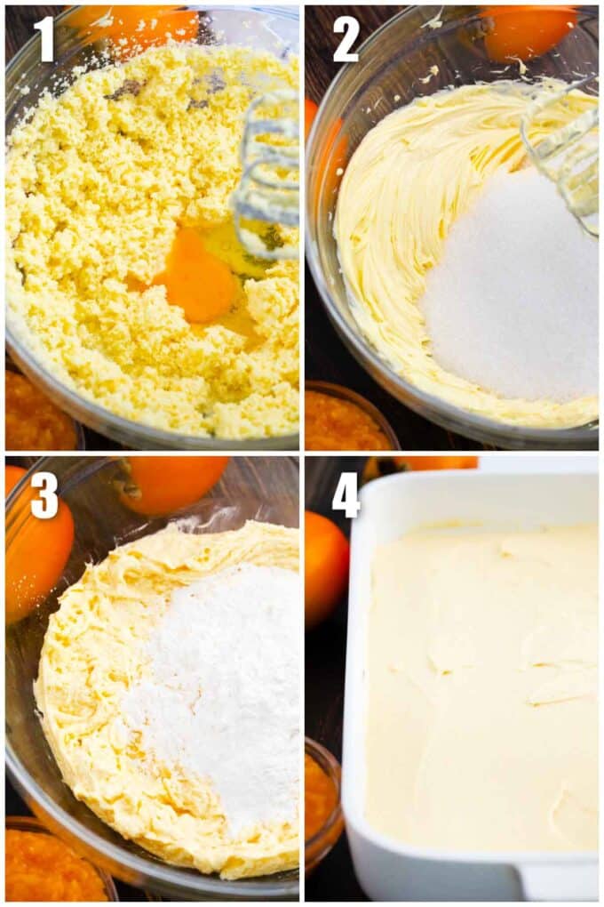 photo collage of steps how to make a pound cake