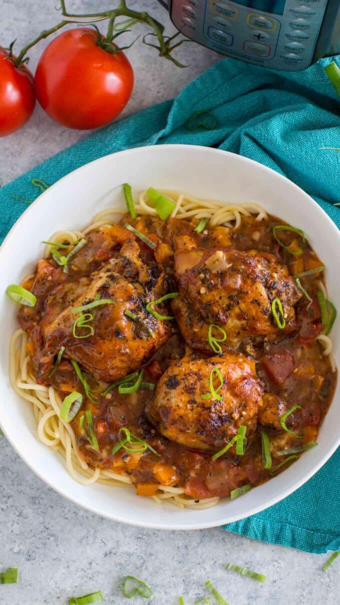 a plate of Instant Pot Chicken Cacciatore