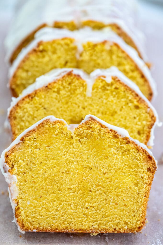 Slices of homemade pumpkin pound cake