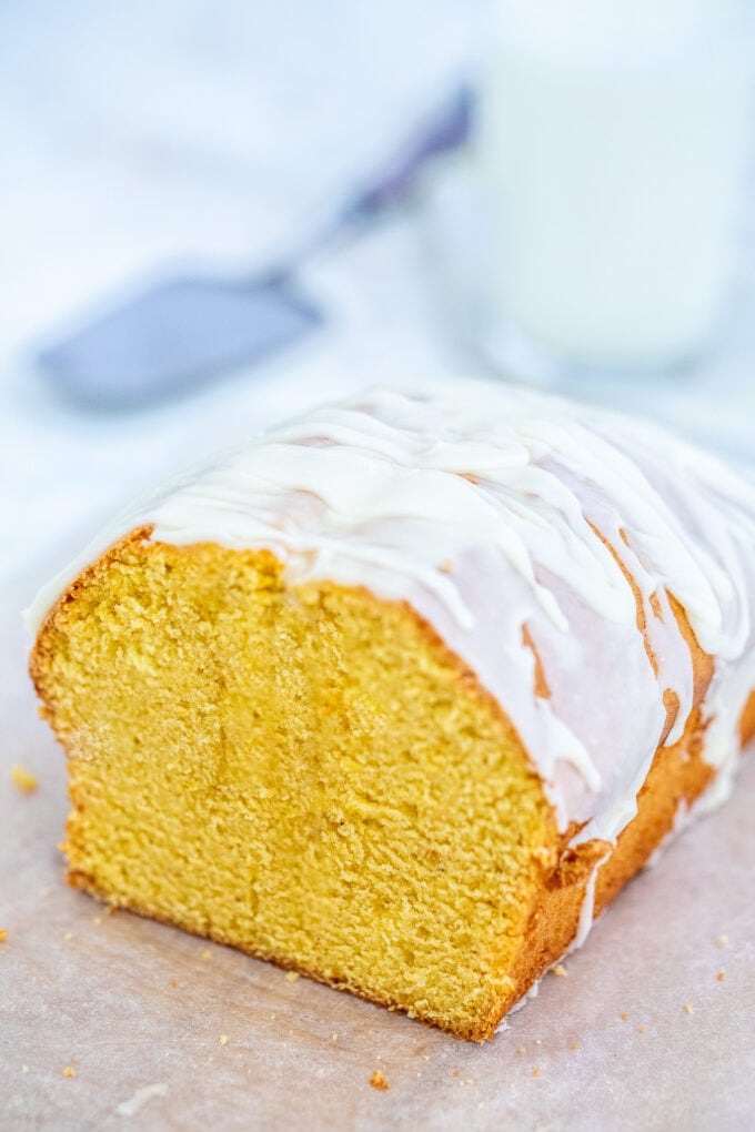 Pumpkin Pound Cake with glaze on top