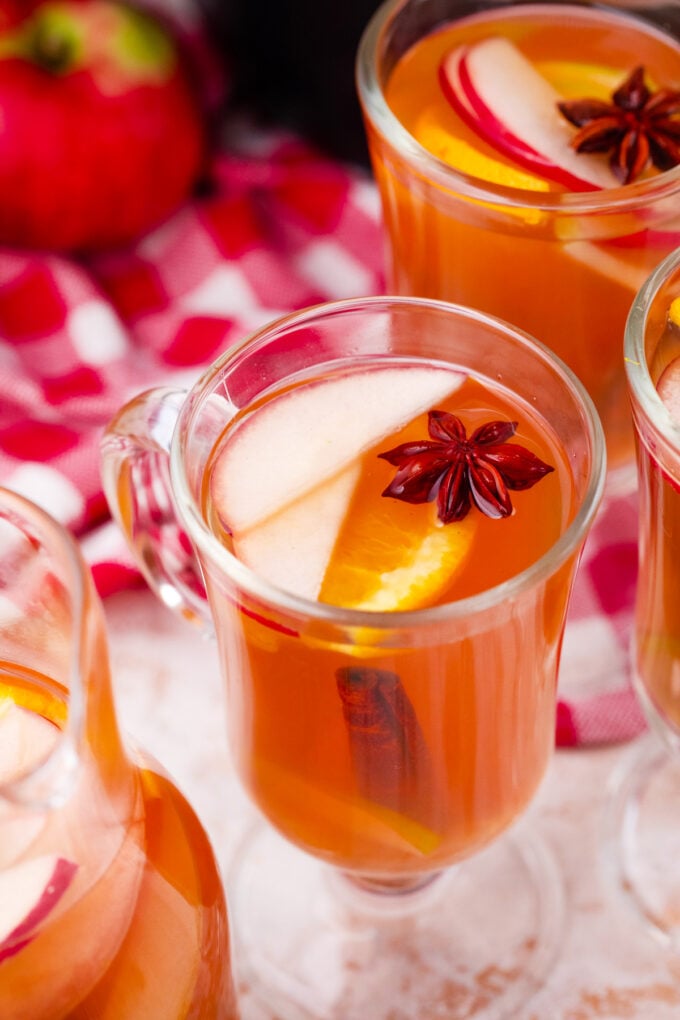 Slow cooker apple cider with star anise.