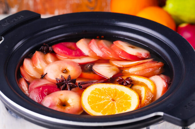 Homemade crockpot apple cider.