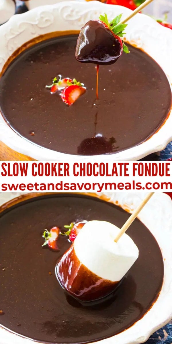 easy slow cooker chocolate fondue pin