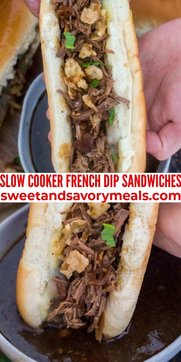 easy slow cooker french dip sandwiches pin
