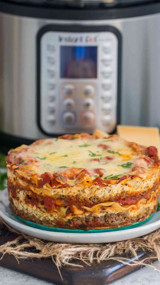 Freshly cooked lasagna on a plate