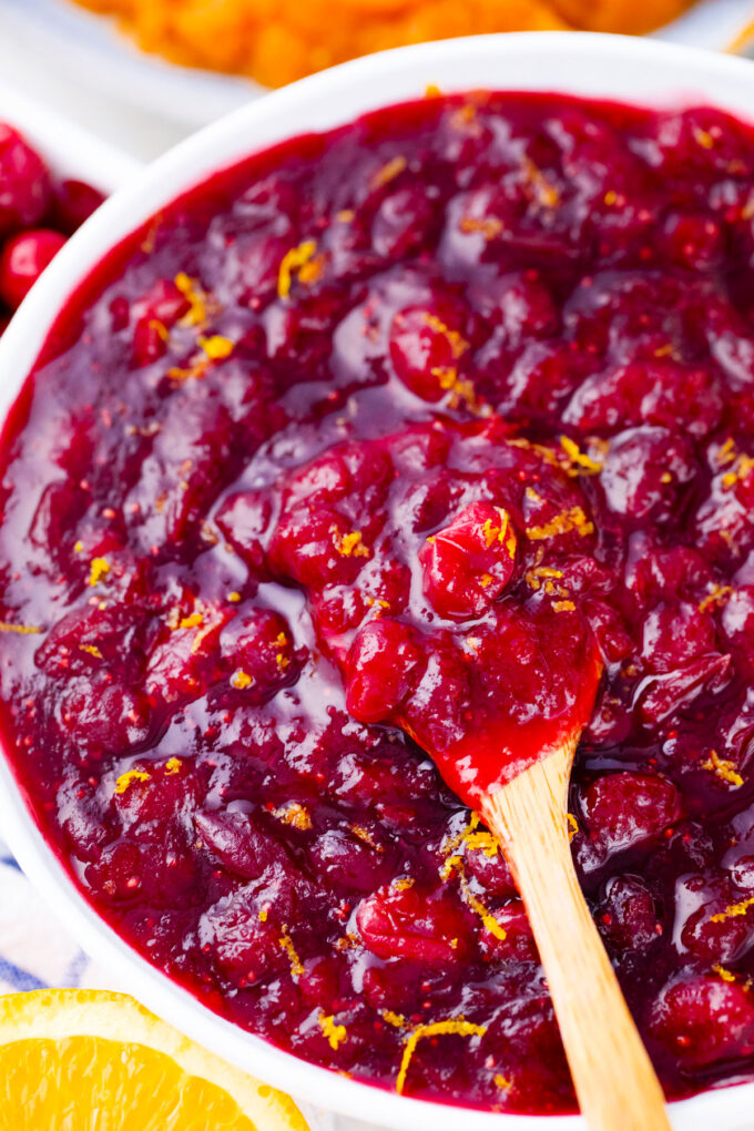 Instant Pot cranberry sauce with orange zest.