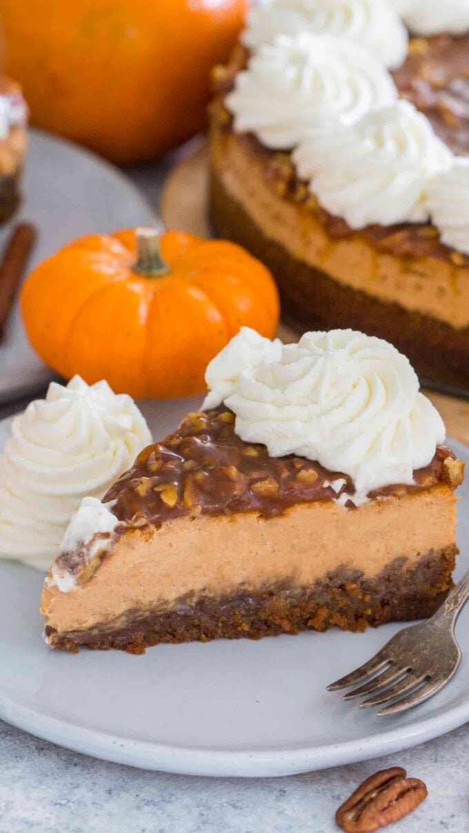 Pumpkin Pecan Pie Cheesecake Recipe VIDEO - Sweet and Savory Meals