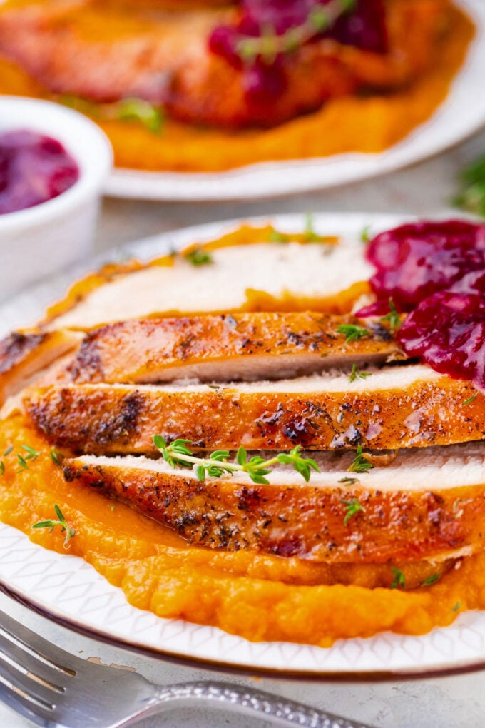 Perfectly crispy and browned instant pot turkey breast.
