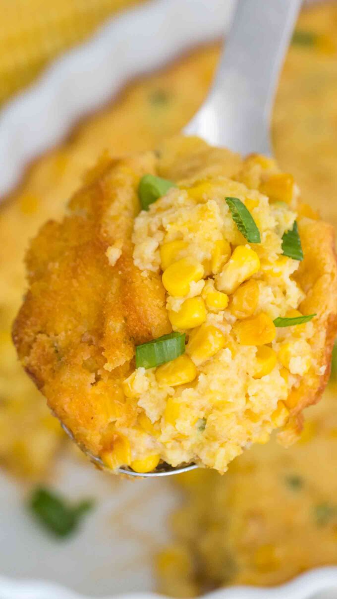 A spoonful of corn casserole