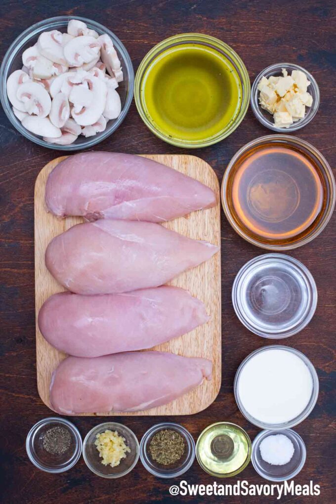 instant pot chicken marsala I ingredients on a table