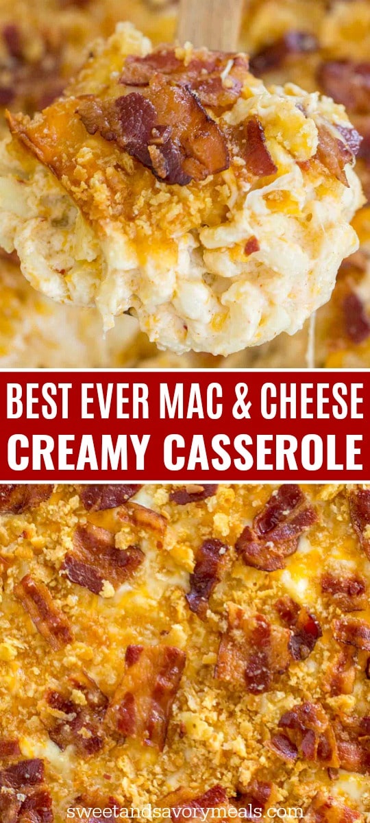 Easy mac and cheese casserole for Pinterest image. 