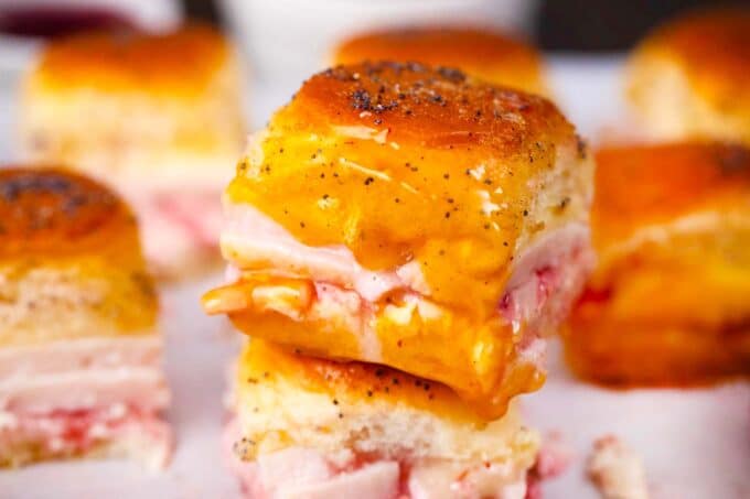 juicy stack of cheesy turkey sliders