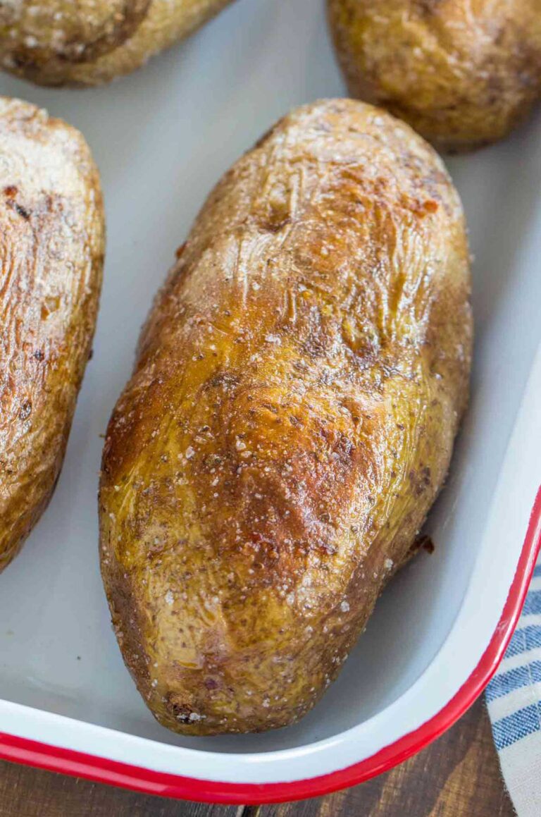 oven roasted potatoes with crispy skin on a baking dish