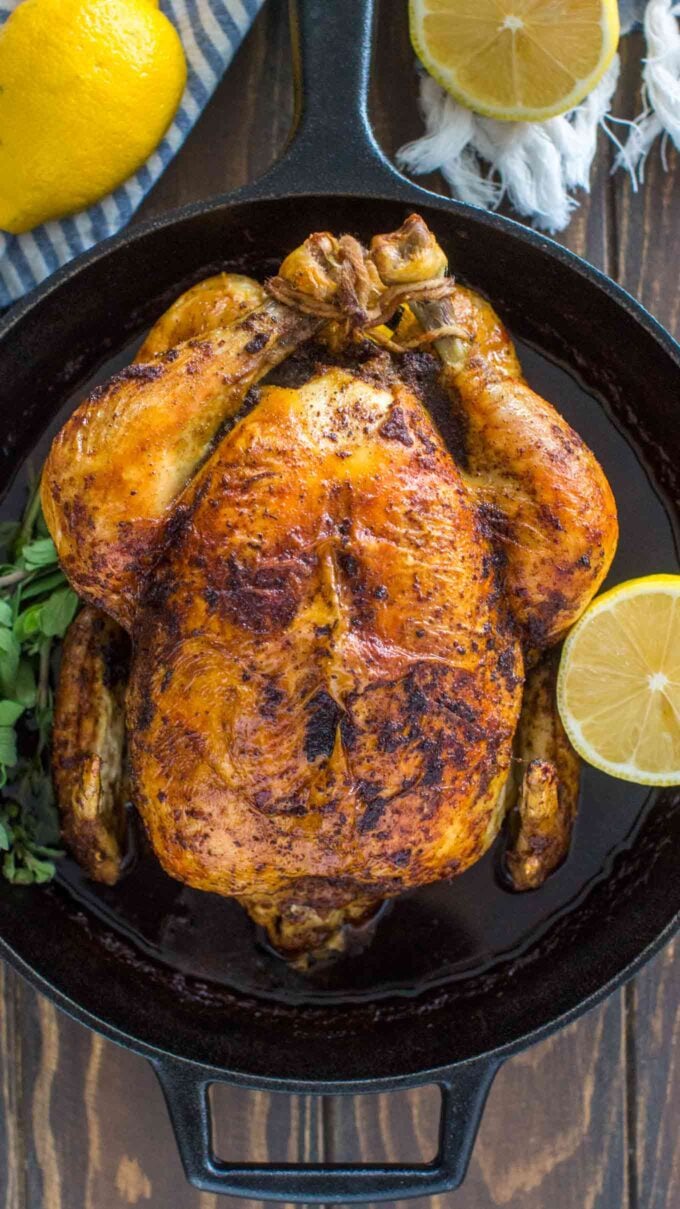 Roast Chicken in Cast Iron Pan