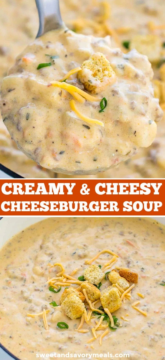 Homemade creamy cheeseburger soup. 