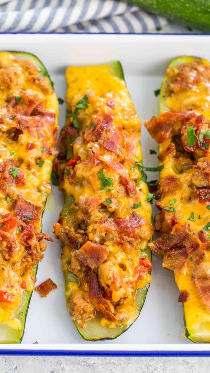 Chicken Bacon Ranch Zucchini Boats