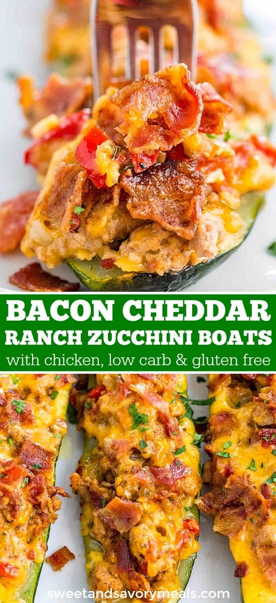 Chicken Bacon Ranch Zucchini Boats