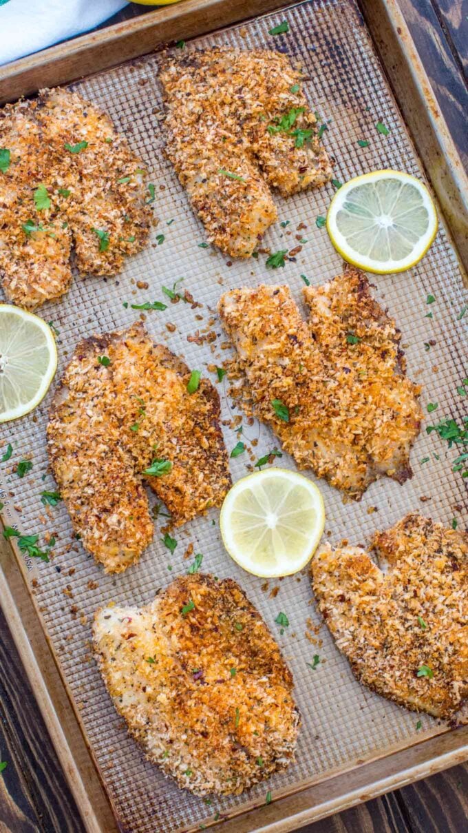 Crispy oven baked tilapia photo.