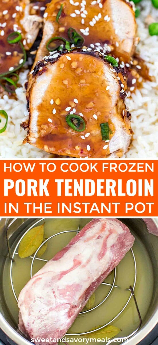 image of pork tenderloin cooked in the instant pot for pinterest