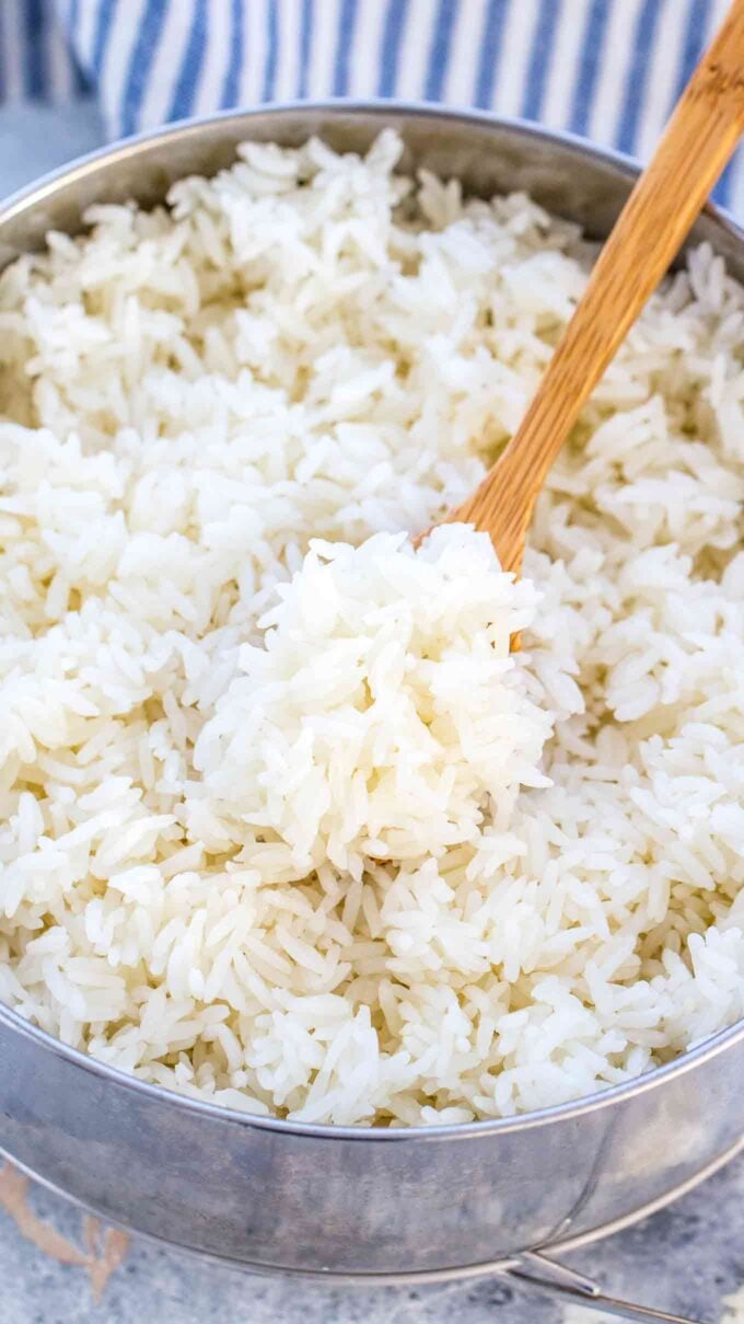 White rice cooked in the instant pot