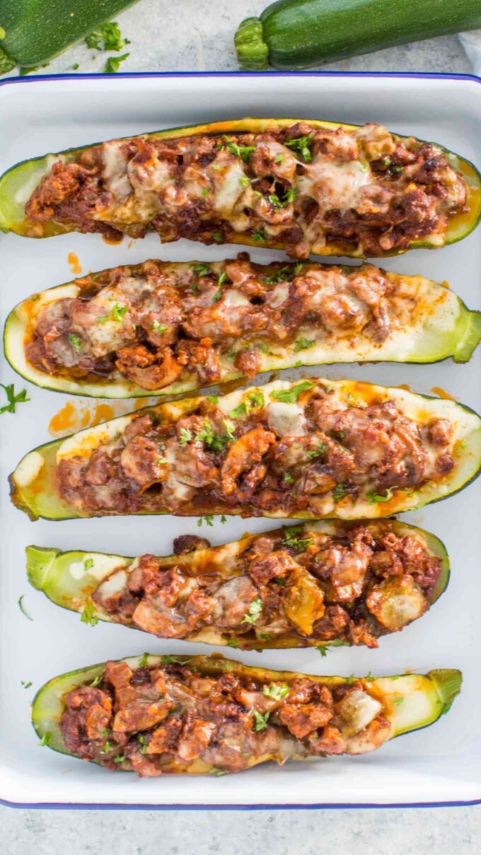 Philly Cheesesteak Stuffed Zucchini Boats