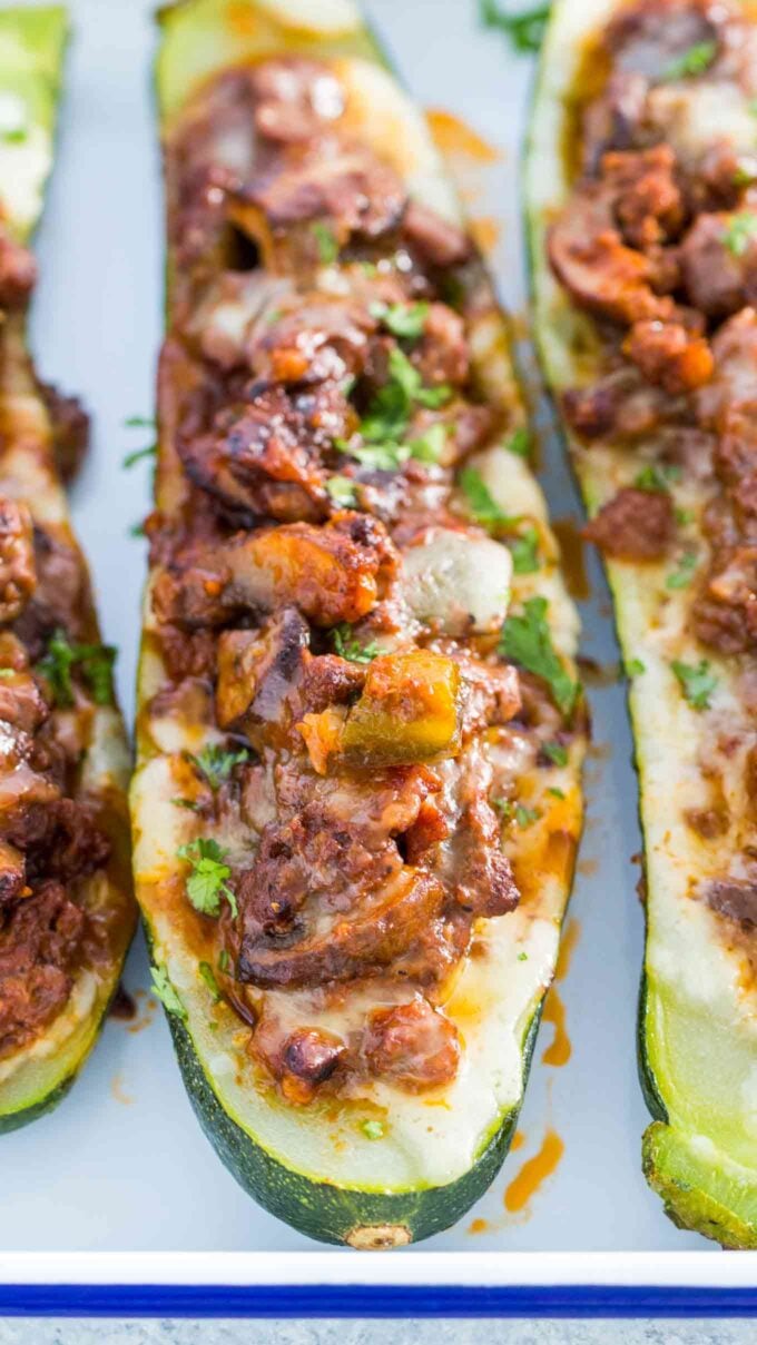 Philly Cheesesteak Stuffed Zucchini Boats Video - Sweet and Savory Meals