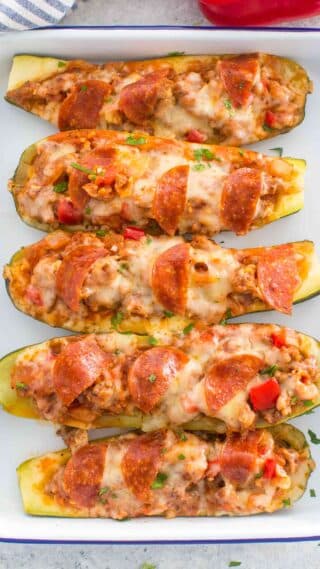 Pizza Stuffed Zucchini Boats