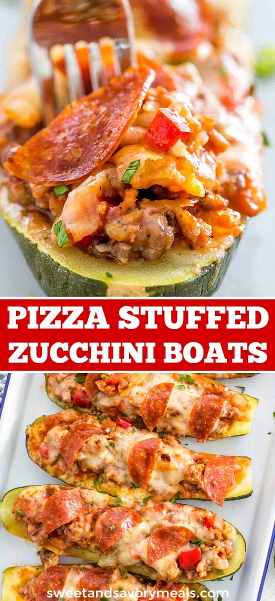 Pizza Stuffed Zucchini Boats