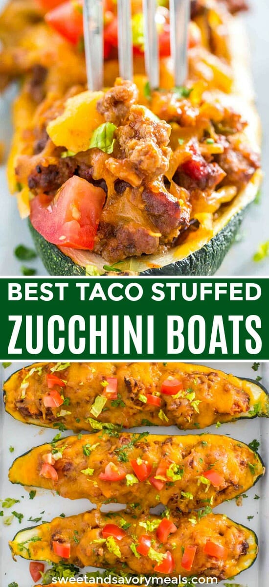 Baked Taco Stuffed Zucchini Boats