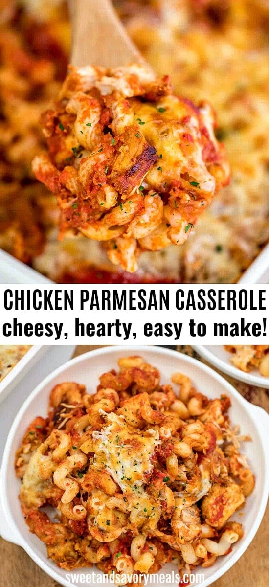 Chicken parmesan casserole for image Pinterest.