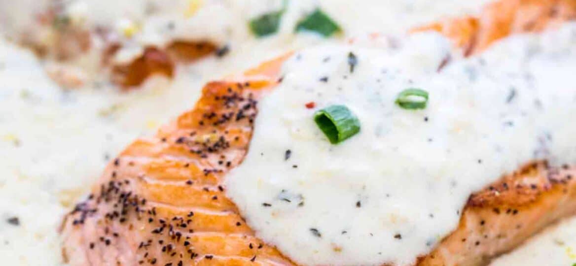 One Pan Creamy Lemon Garlic Salmon Recipe