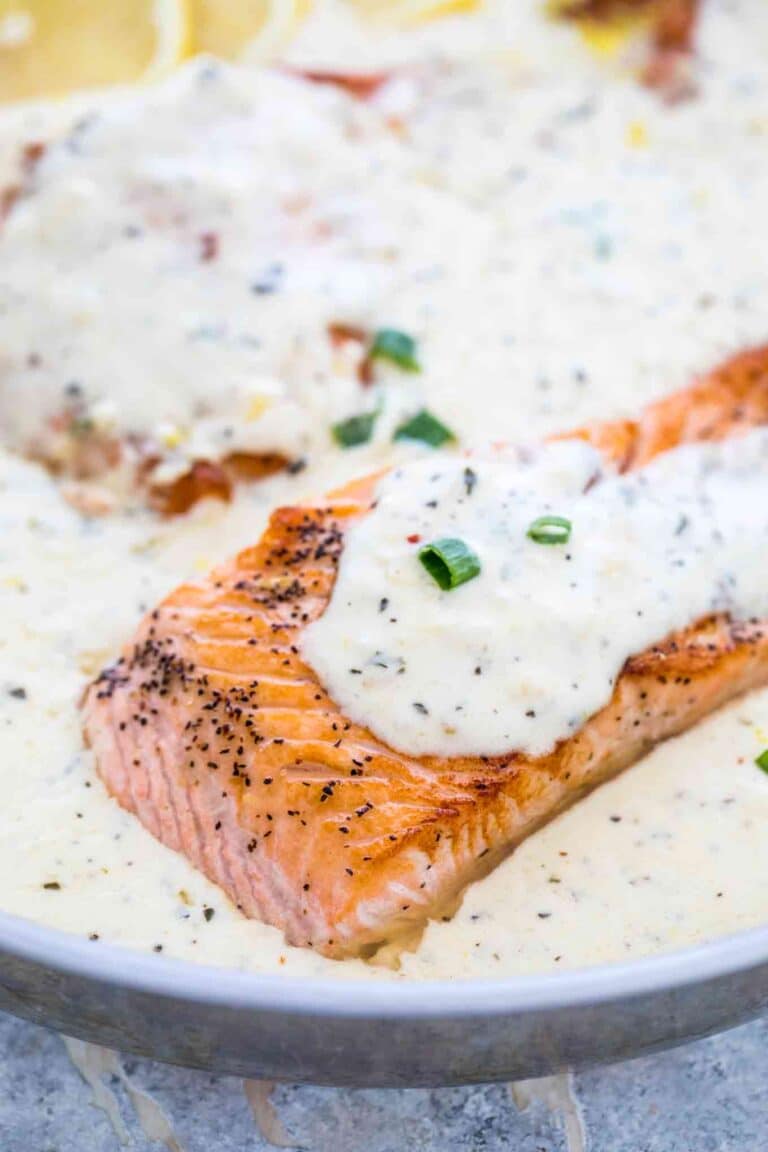 One Pan Creamy Lemon Garlic Salmon Recipe