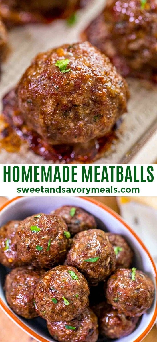 Italian Homemade Meatballs Recipe from Scratch pin image