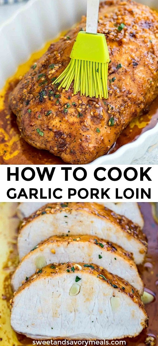 Garlic roasted pork loin for pinterest.