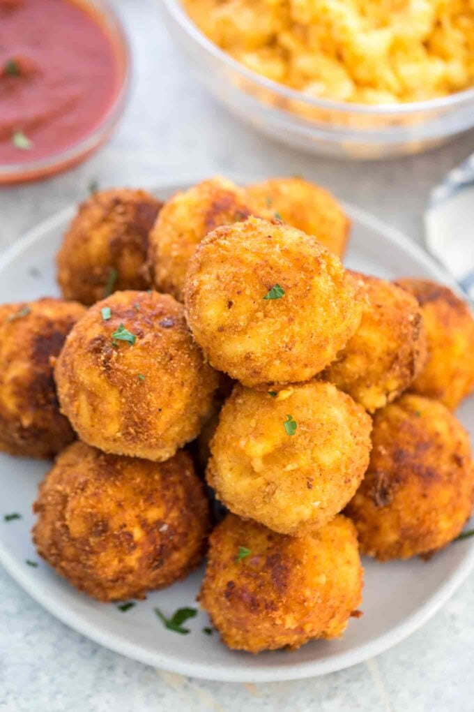 deep fried mac and cheese wrapped in bacon