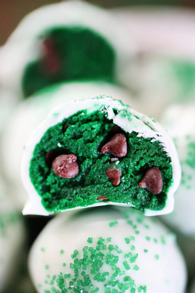 No Bake Mint Chocolate Chip Truffles